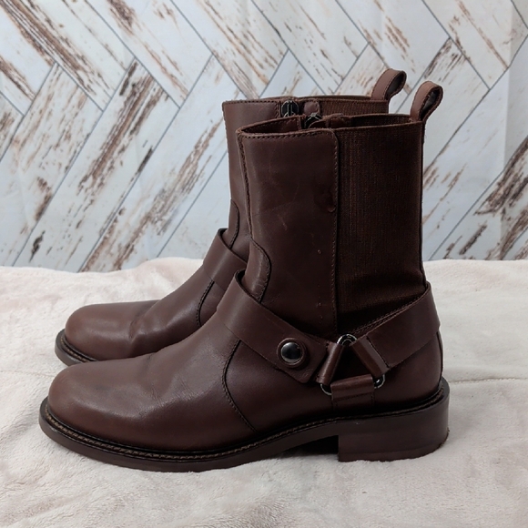 Aquatalia Alexia Burnished Calf Boots in Brown Leather